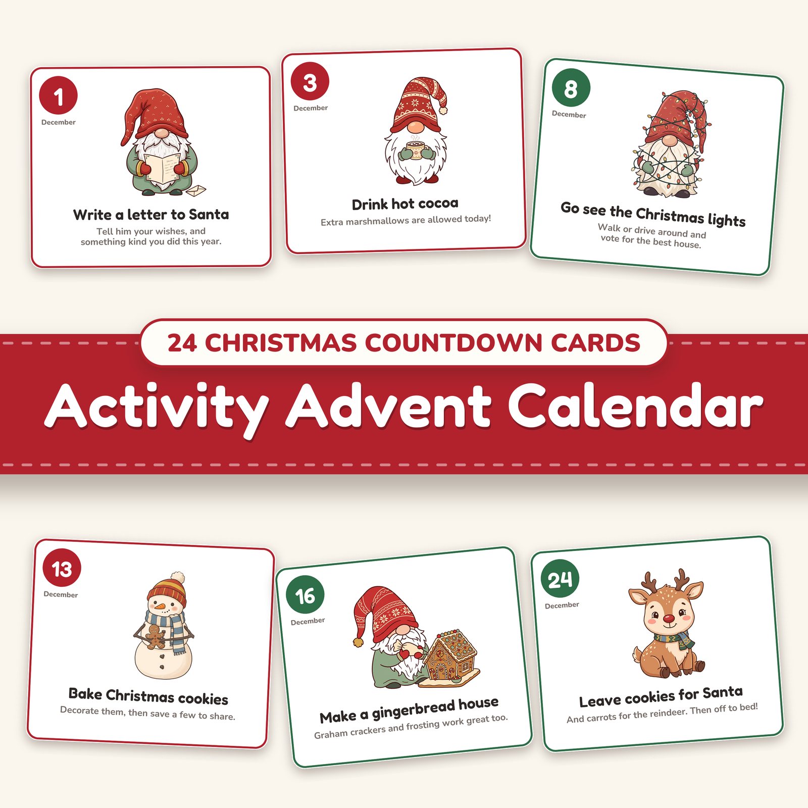 Christmas Activity Advent Calendar printable countdown
