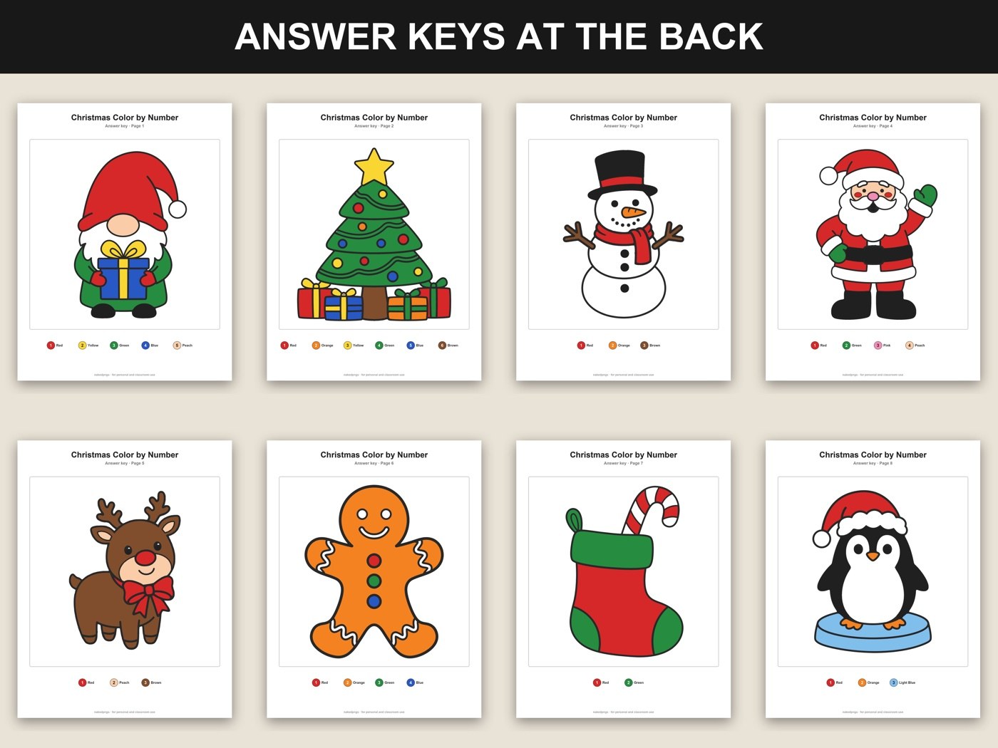 The full-color answer keys
