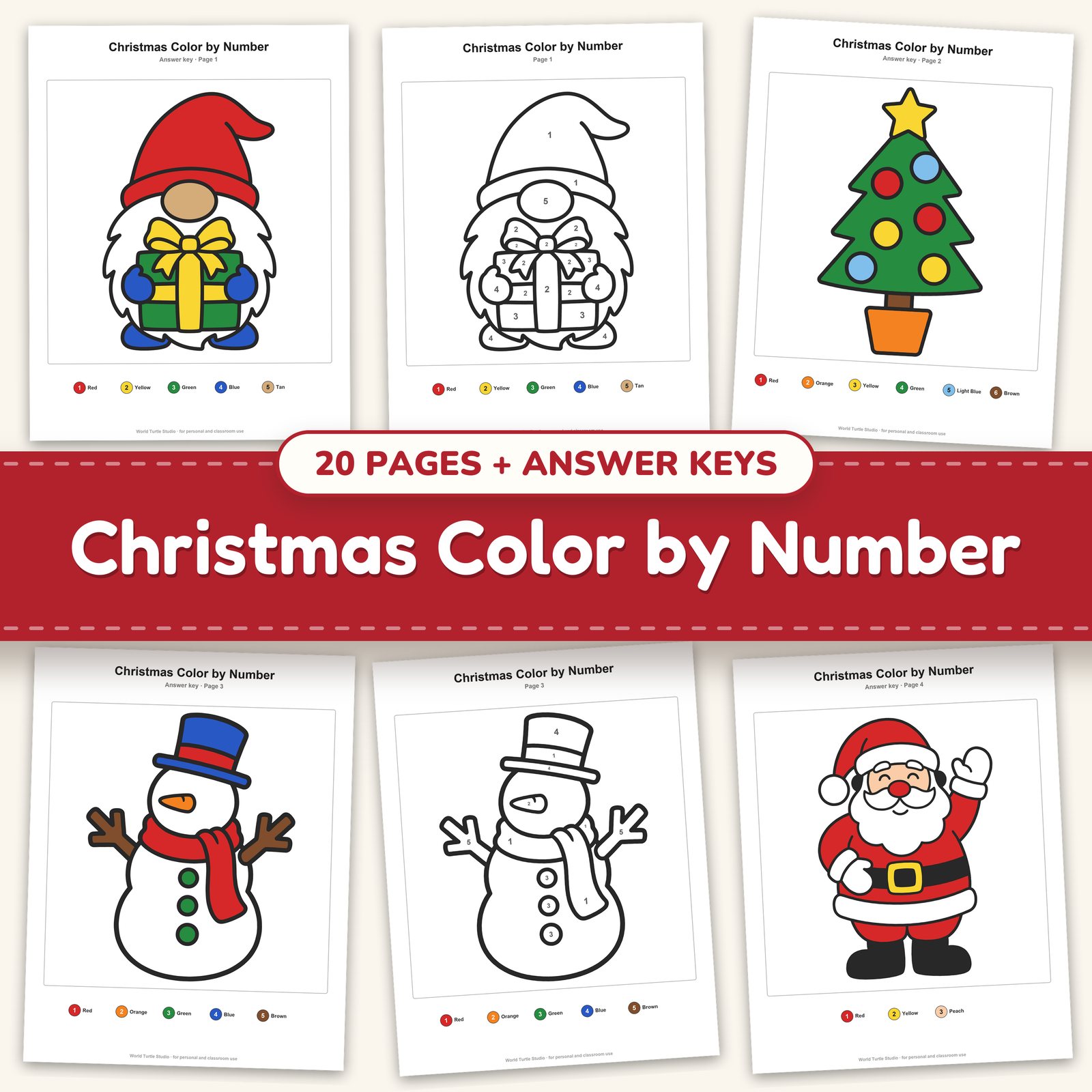 Christmas Color by Number printable book
