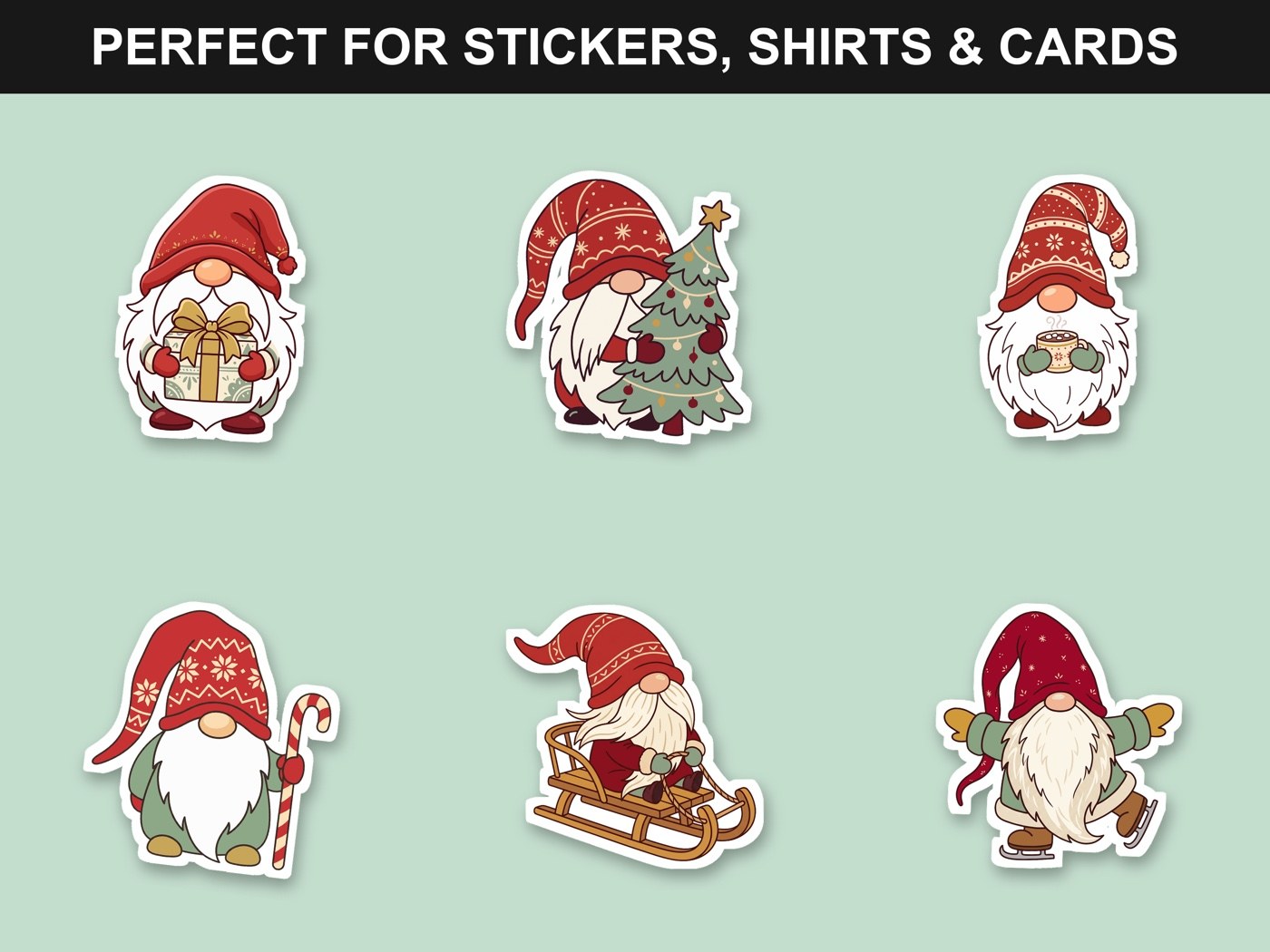 The gnomes as die-cut stickers